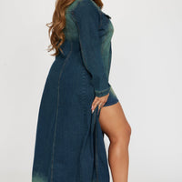 Follow My Lead Denim Trench - Dark Wash