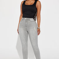 Beacon Booty Lifting Ripped High Rise Stretch Skinny Jeans - Grey