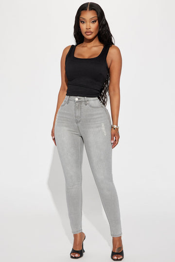 Beacon Booty Lifting Ripped High Rise Stretch Skinny Jeans - Grey