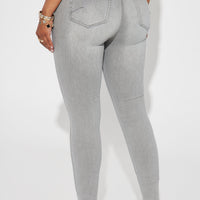 Beacon Booty Lifting Ripped High Rise Stretch Skinny Jeans - Grey