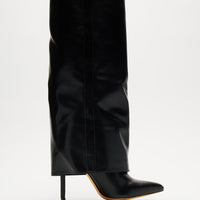 Always A Baddie Knee High Heeled Boots - Black