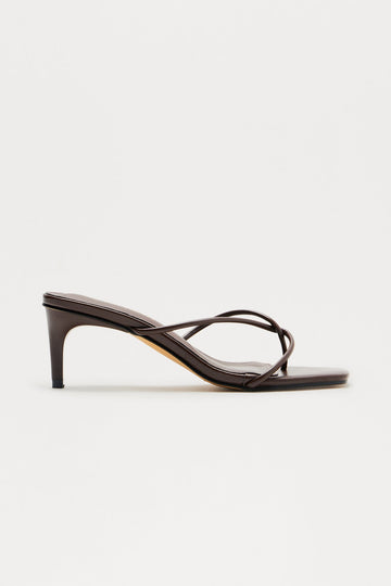 Berry Faux Leather Thong Mules - Brown