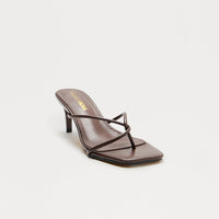 Berry Faux Leather Thong Mules - Brown