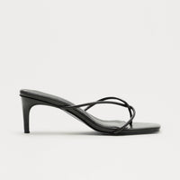 Berry Faux Leather Thong Mules - Black