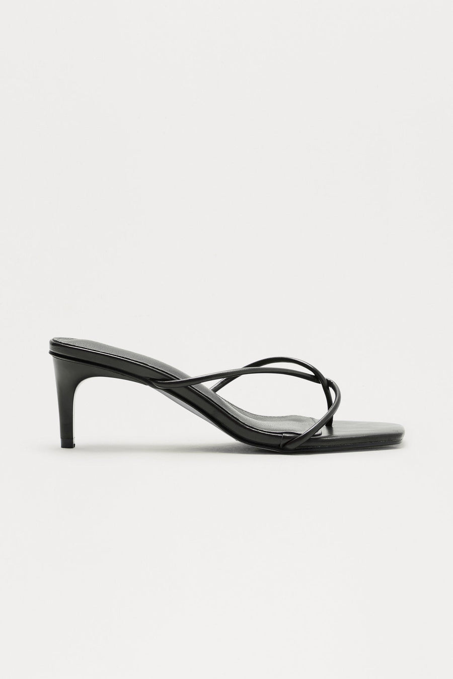 Berry Faux Leather Thong Mules - Black