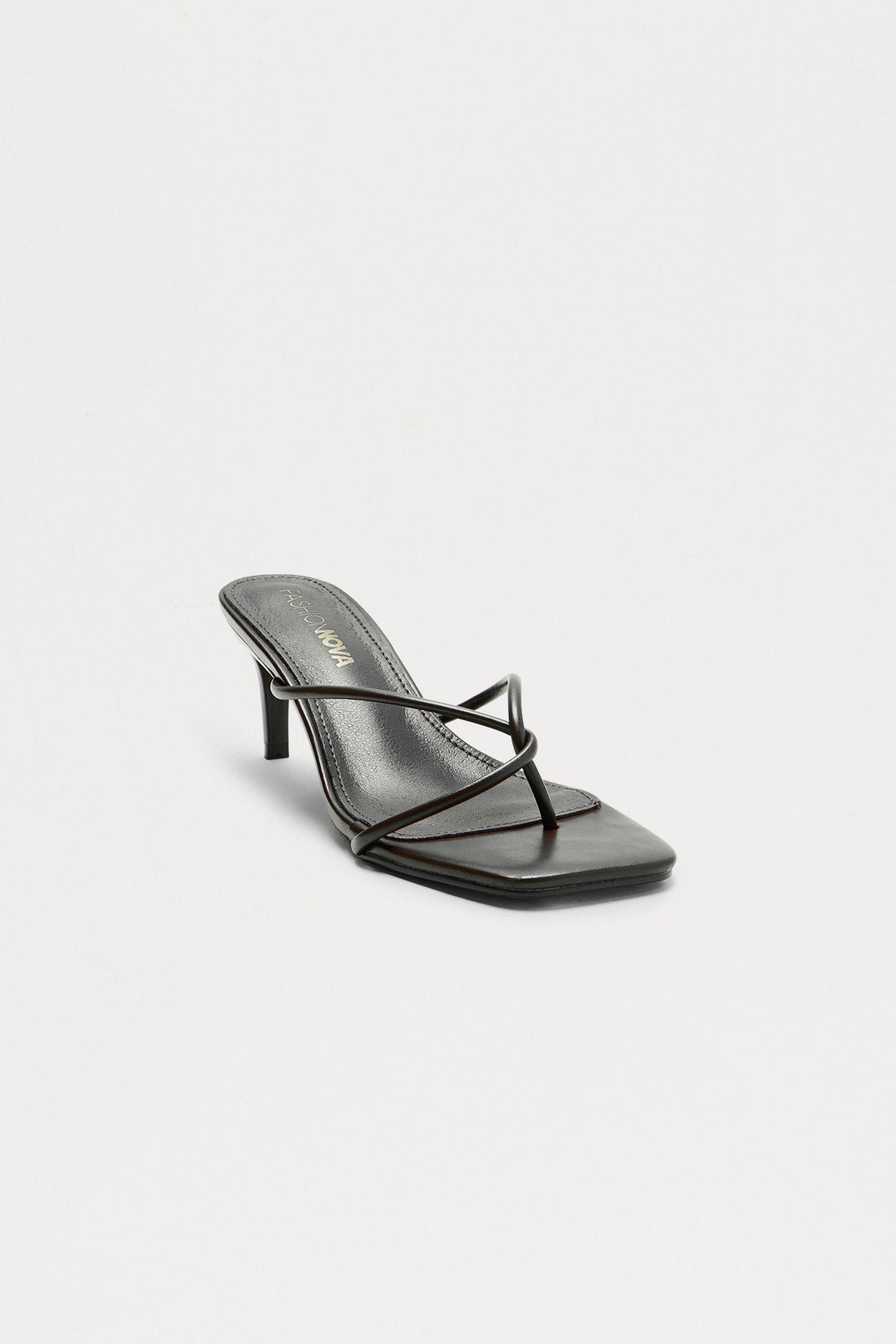 Berry Faux Leather Thong Mules - Black