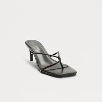 Berry Faux Leather Thong Mules - Black