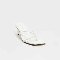Berry Faux Leather Thong Mules - White