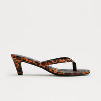 Astona Square Toe Thong Mules - Leopard