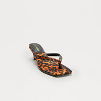 Astona Square Toe Thong Mules - Leopard