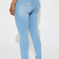 Dakota Ripped High Rise Stretch Skinny Jeans - Light Wash