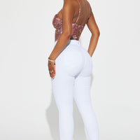 Salem Booty Lifting Ripped High Rise Stretch Skinny Jeans - White