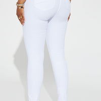 Salem Booty Lifting Ripped High Rise Stretch Skinny Jeans - White