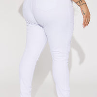 Salem Booty Lifting Ripped High Rise Stretch Skinny Jeans - White