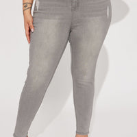 Beacon Booty Lifting Ripped High Rise Stretch Skinny Jeans - Grey