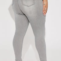 Rosie Ripped High Rise Stretch Skinny Jeans - Grey