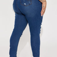 Bedford Booty Sculpting Ripped High Rise Stretch Skinny Jeans - Dark Wash