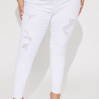 Tampa Booty Lifting Ripped Mid Rise Stretch Skinny Jeans - White