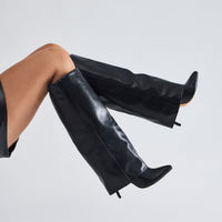 Always A Baddie Knee High Heeled Boots - Black