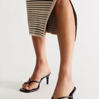 Berry Faux Leather Thong Mules - Black
