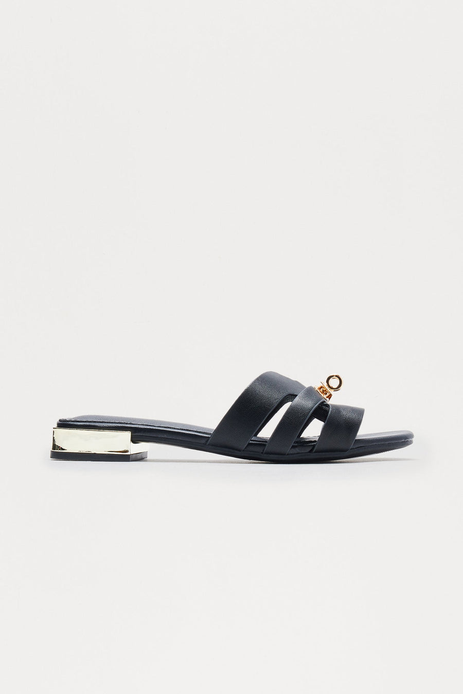 Archie Hardware Slip On Sandals - Black
