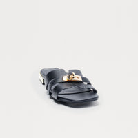 Archie Hardware Slip On Sandals - Black