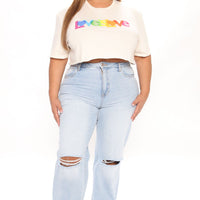 Beat Me To It Straight Leg Jeans - Light Blue Wash