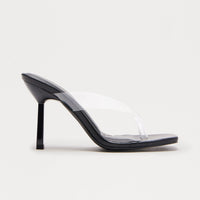 Aperol Clear Thong Mules - Black
