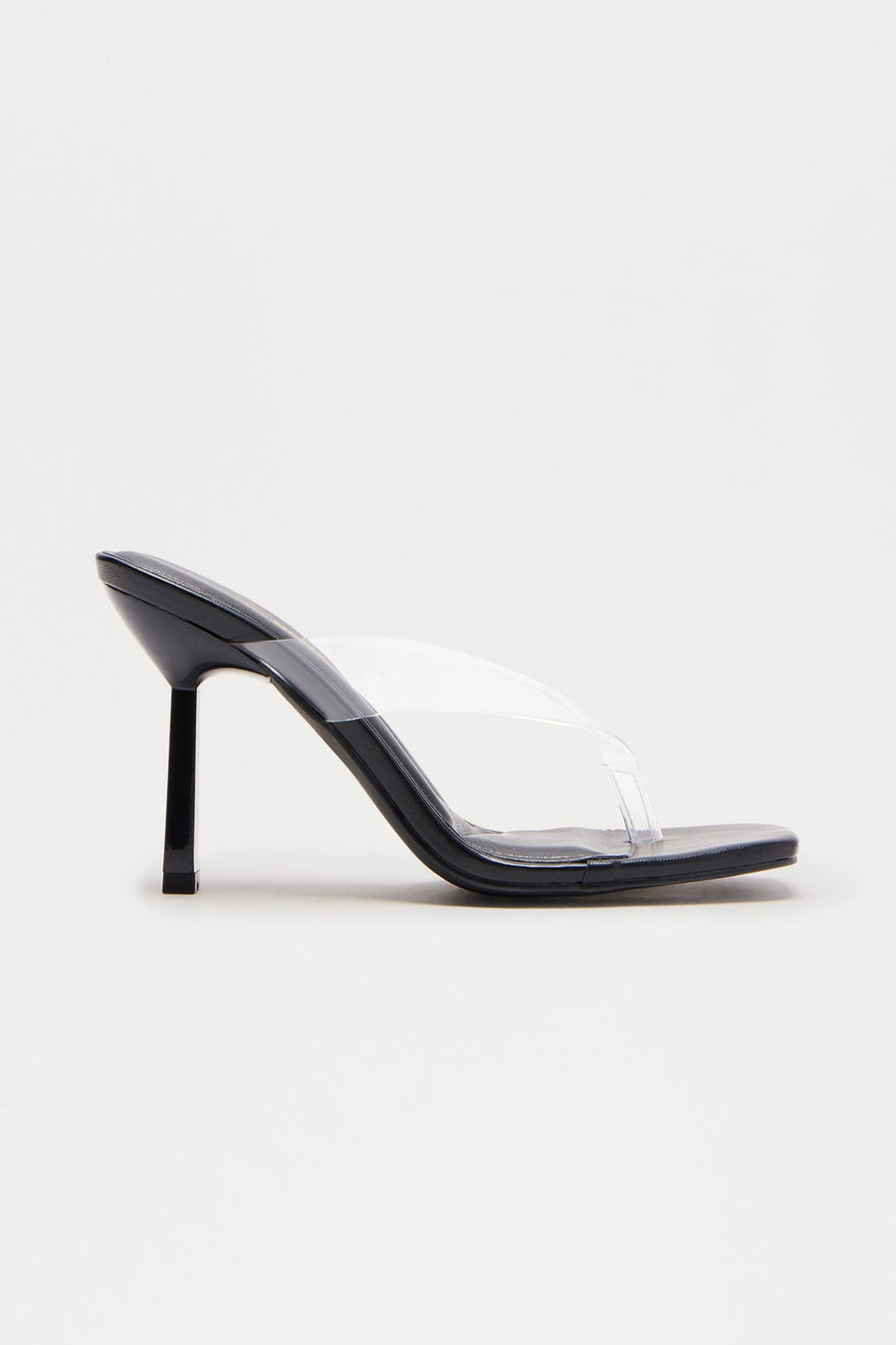 Aperol Clear Thong Mules - Black