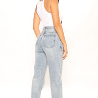Tall Crossover Straight Leg Jeans - Light Blue Wash