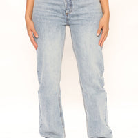 Tall Crossover Straight Leg Jeans - Light Blue Wash
