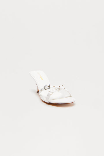 Astor Buckle Heels - White