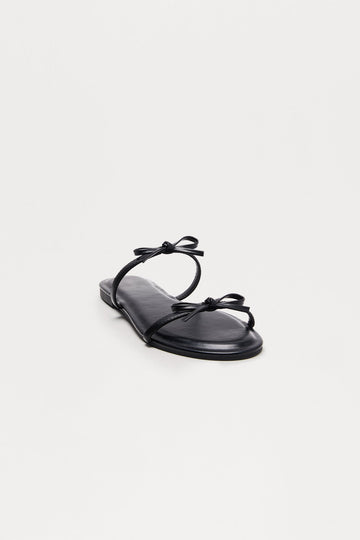 Avery Bow Slip On Sandals - Black