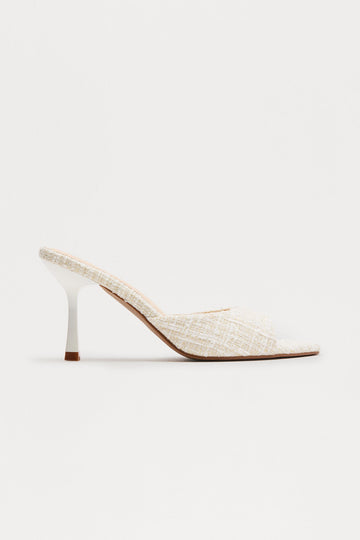 Becky Tweed Mules - White