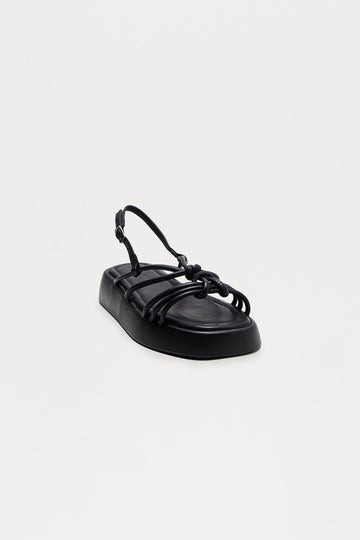 Barrie Faux Leather Sandals - Black