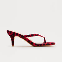 Ambere Leopard Print Thong Mules - Red/combo