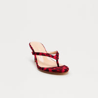 Ambere Leopard Print Thong Mules - Red/combo