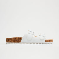 Adriana Buckle Slides - White