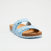 Adriana Buckle Slides - SkyBlue