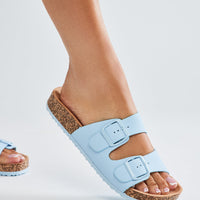 Adriana Buckle Slides - SkyBlue