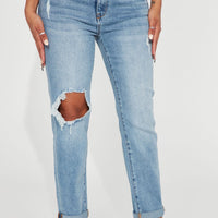 Need A New High Rise Mom Jeans - Medium Blue Wash