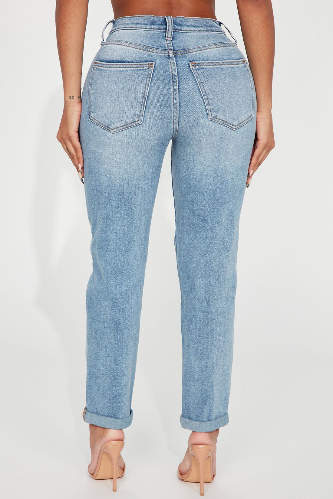 Need A New High Rise Mom Jeans - Medium Blue Wash