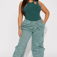 Know What To Do Non Stretch Cargo Jean - Green