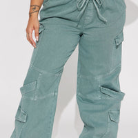 Know What To Do Non Stretch Cargo Jean - Green