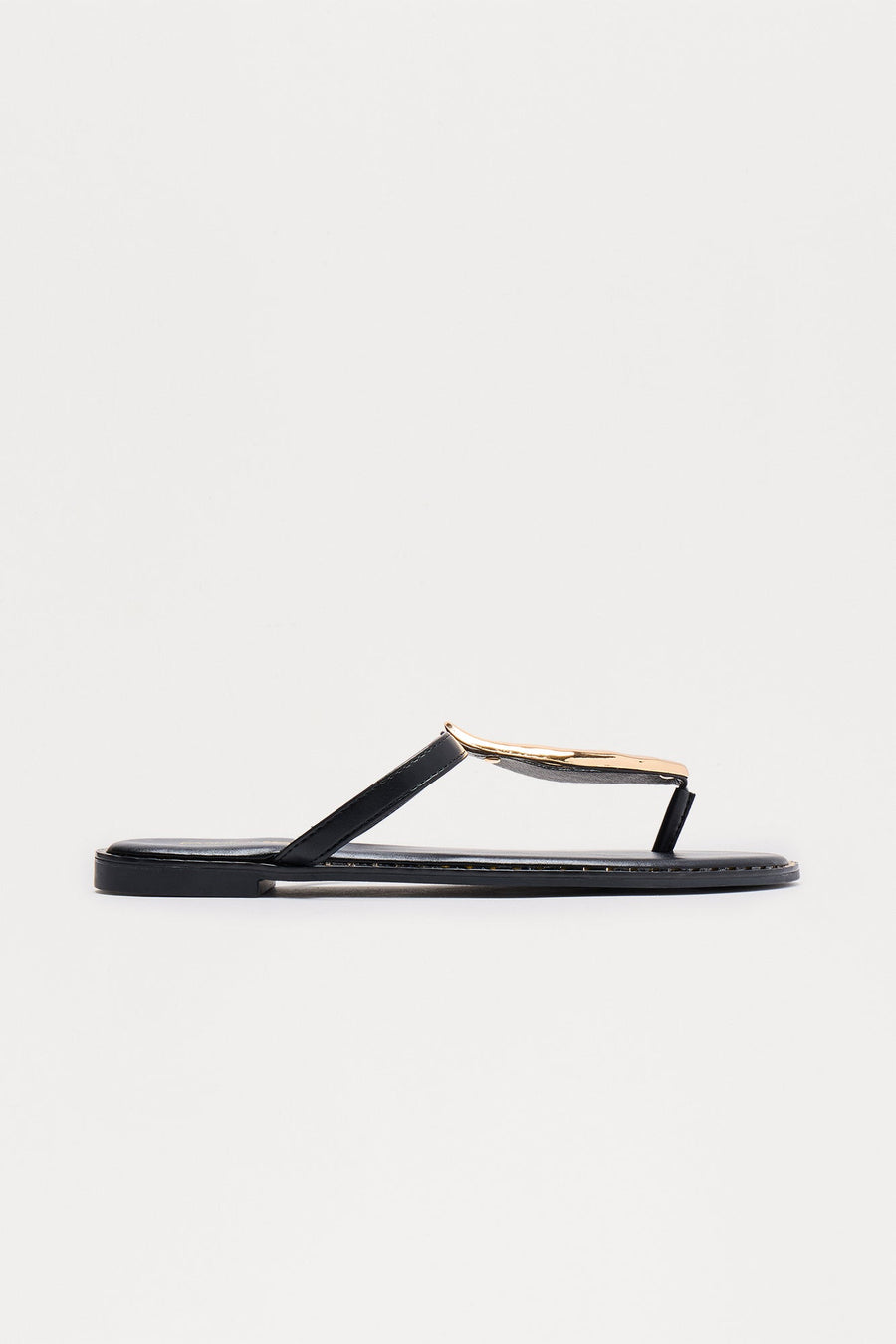 Billini Hardware Faux Leather Flip Flops - Black