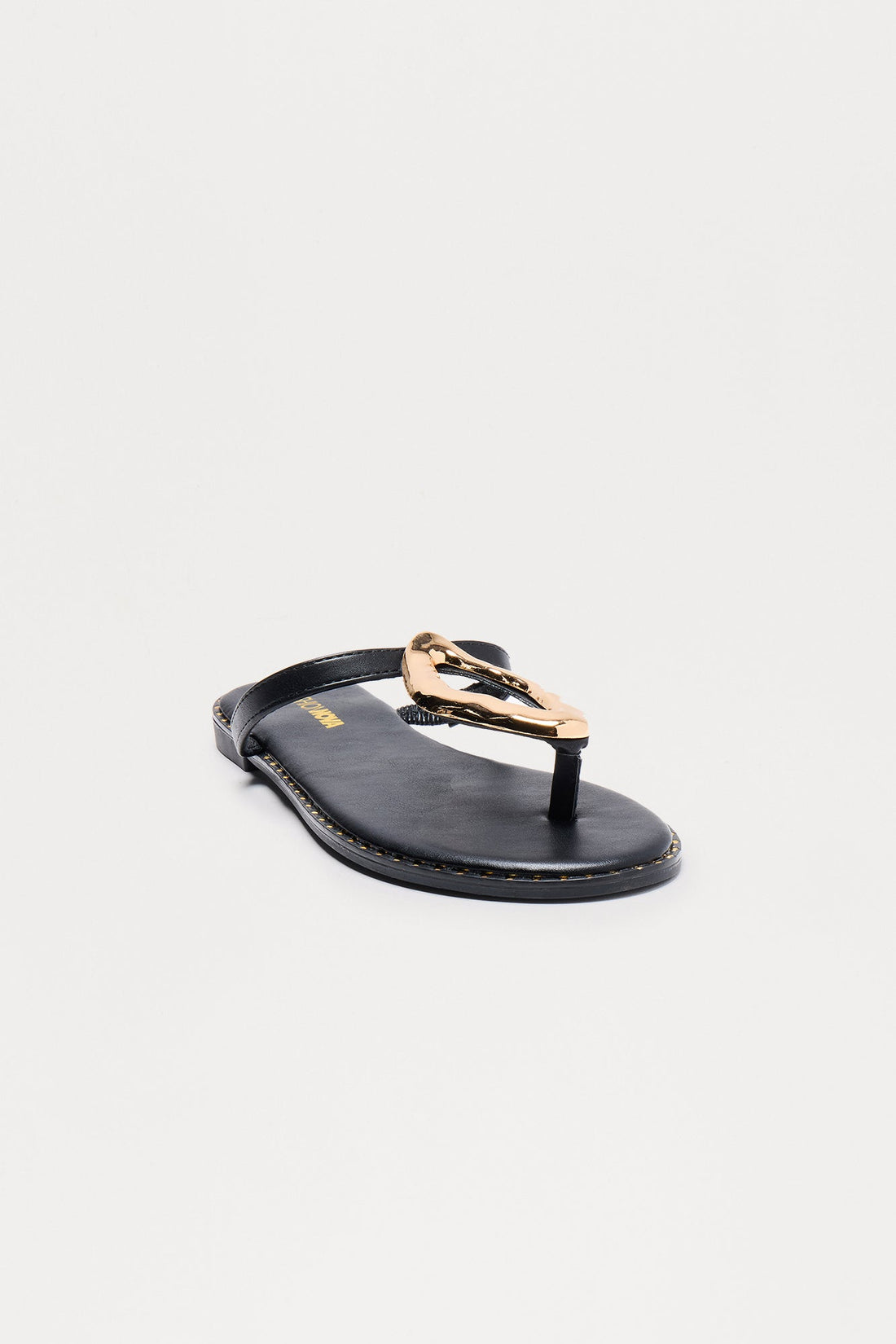 Billini Hardware Faux Leather Flip Flops - Black