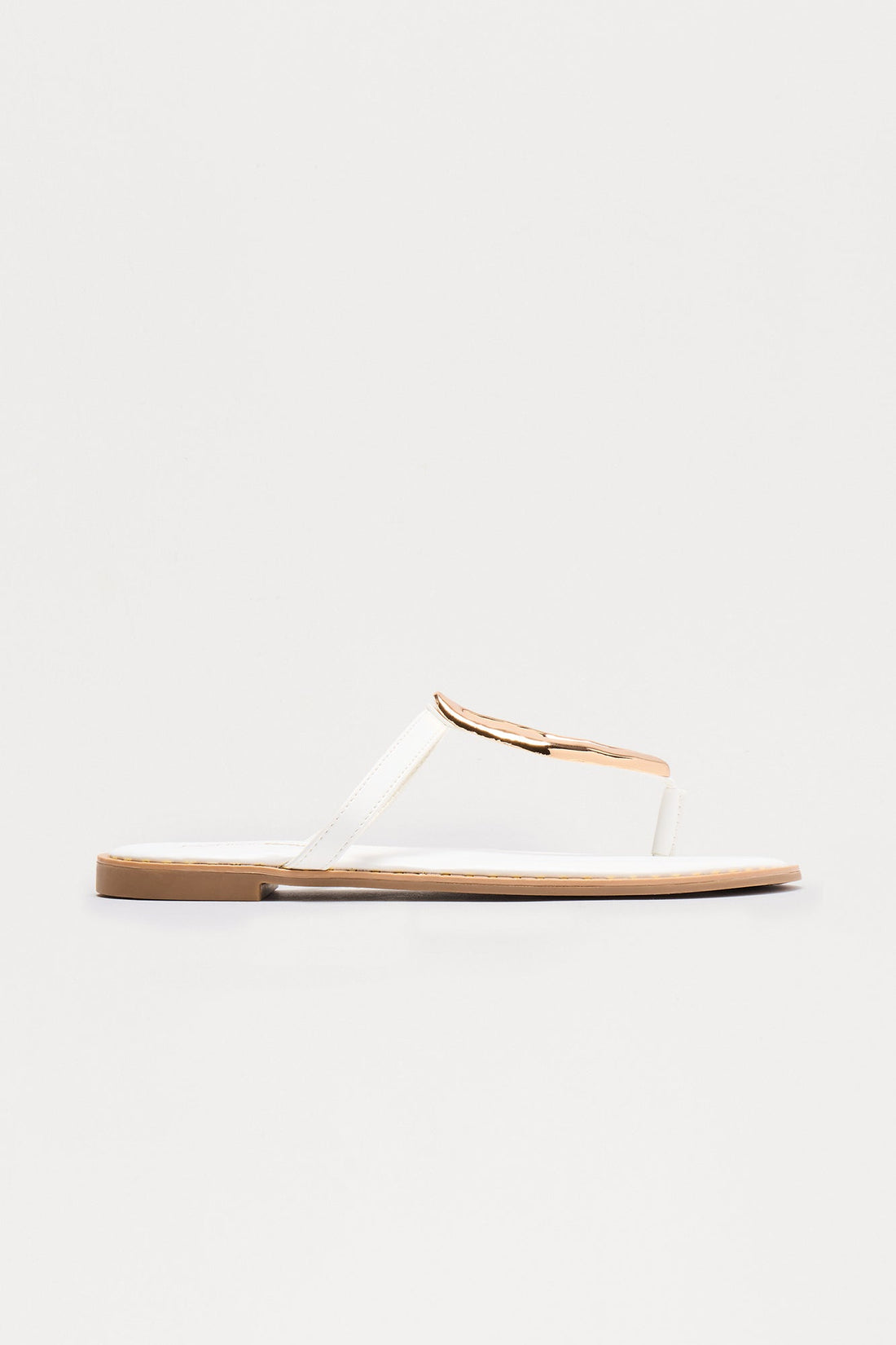 Billini Hardware Faux Leather Flip Flops - White