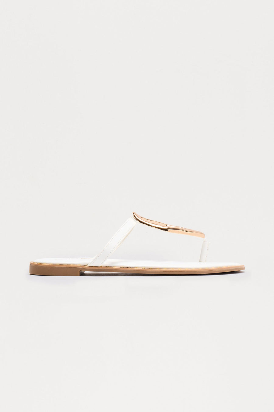 Billini Hardware Faux Leather Flip Flops - White