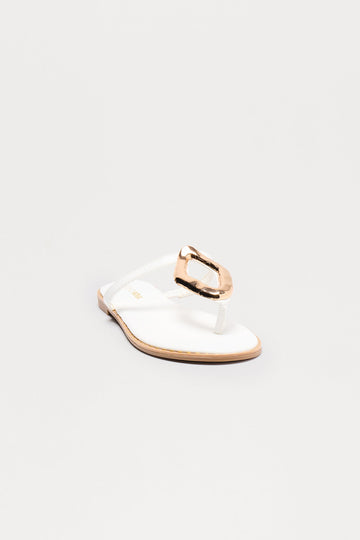 Billini Hardware Faux Leather Flip Flops - White