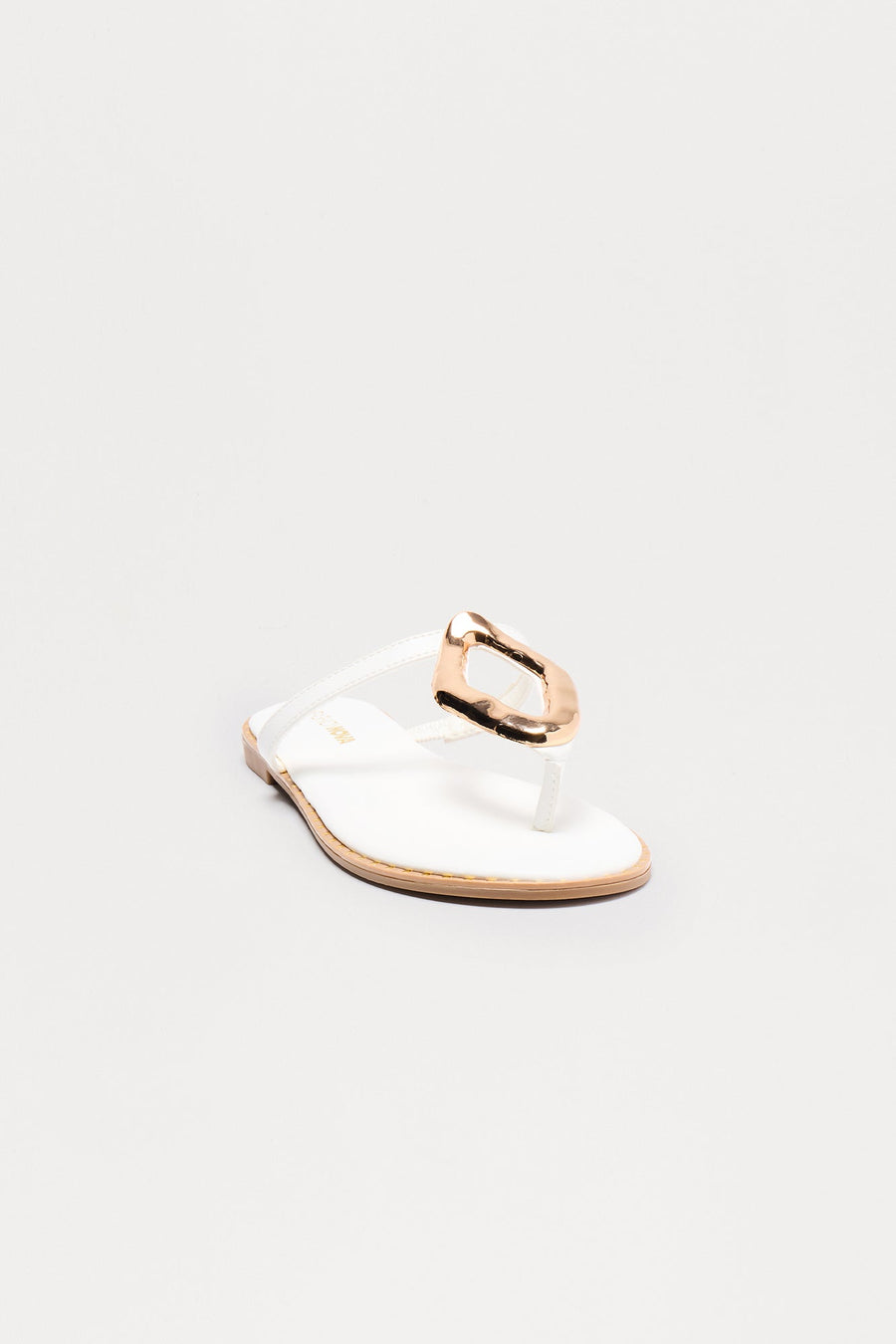 Billini Hardware Faux Leather Flip Flops - White